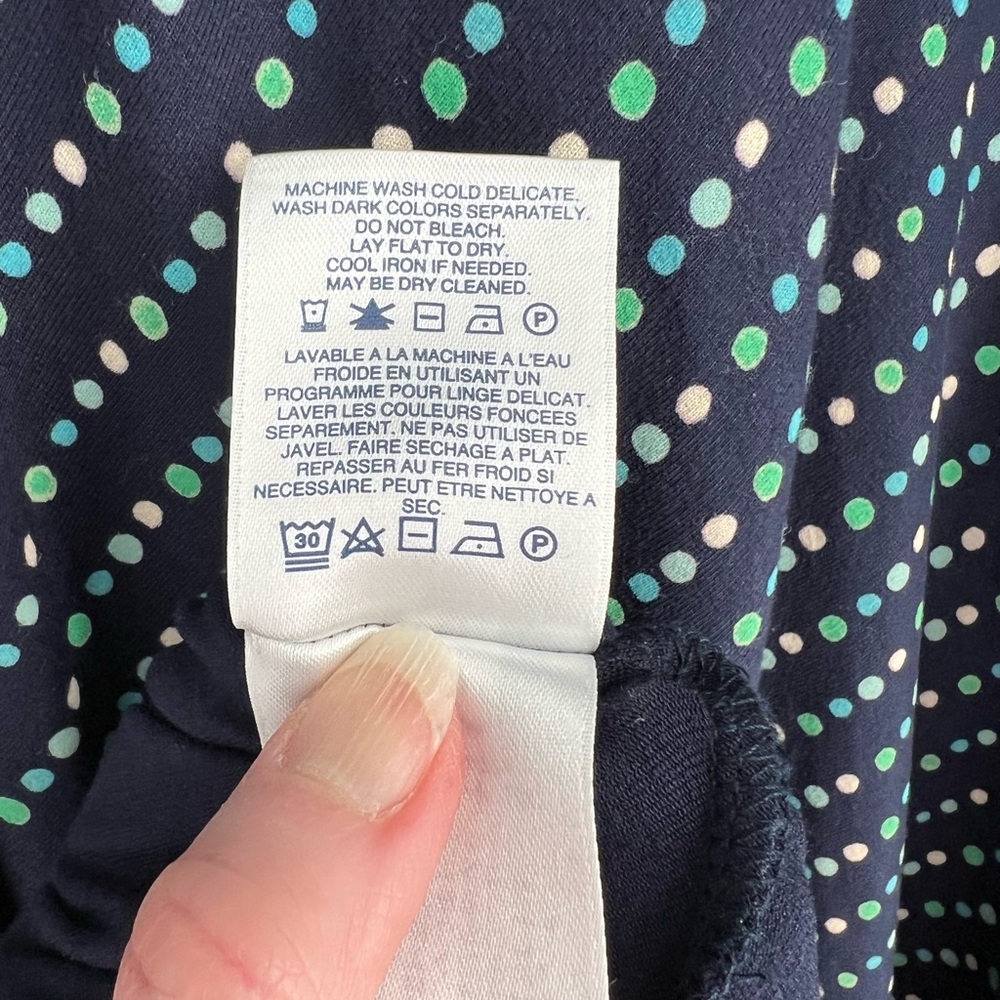 Lands' End Navy Sleeveless Chevron Dot Maxi Dress with Teal and White Dots - Picture 6 of 7